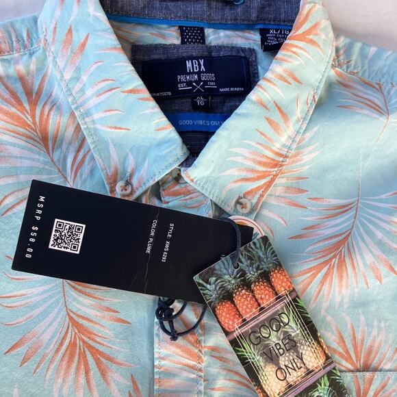 NWT Tropical Short Sleeve Button Shirt By MBS Premium Goods I Men's XL - Picture 5 of 12